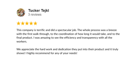 Customer testimonial praising Pro Track and Tennis for their efficiency, transparency, and high-quality court construction.