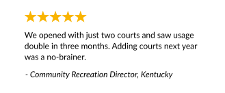 Quote from a Kentucky community recreation director highlighting rapid growth in pickleball court usage, with plans to expand after usage doubled in three months.