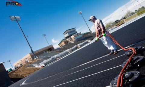PTT WP Featured Image (16) Professional running track construction with rubber surfacing and lane markings at school stadium